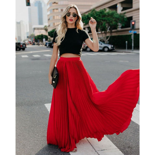 Jupe Femme Élégante Plissée Bourgogne - LuxeStyle