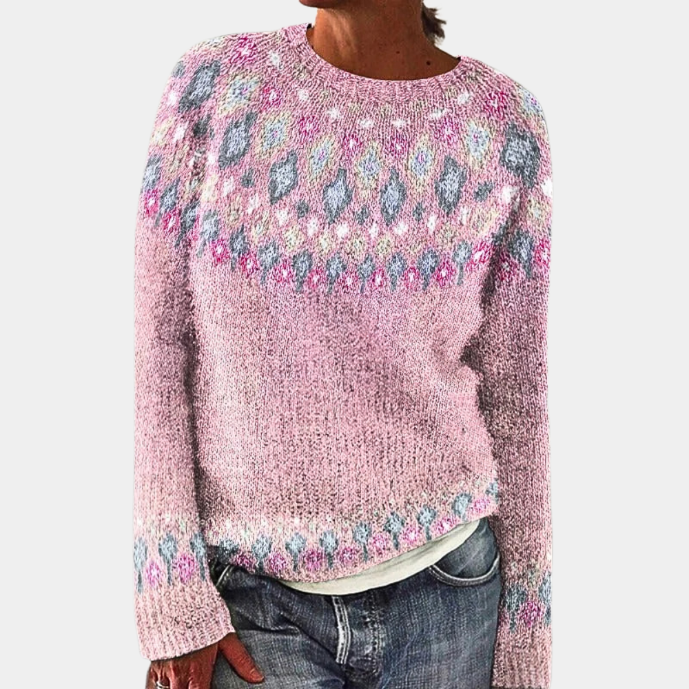 Pull Femme Laine Mélangée Coloré Géométrique