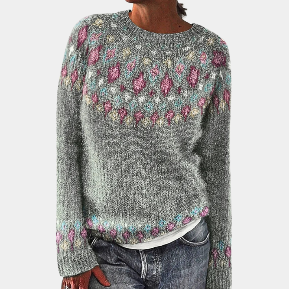 Pull Femme Laine Mélangée Coloré Géométrique - LuxeStyle