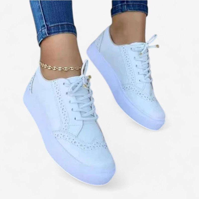 Baskets Confort Plates avec Lacets et Bout Arrondi