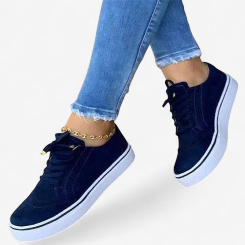 Baskets Confort Plates avec Lacets et Bout Arrondi