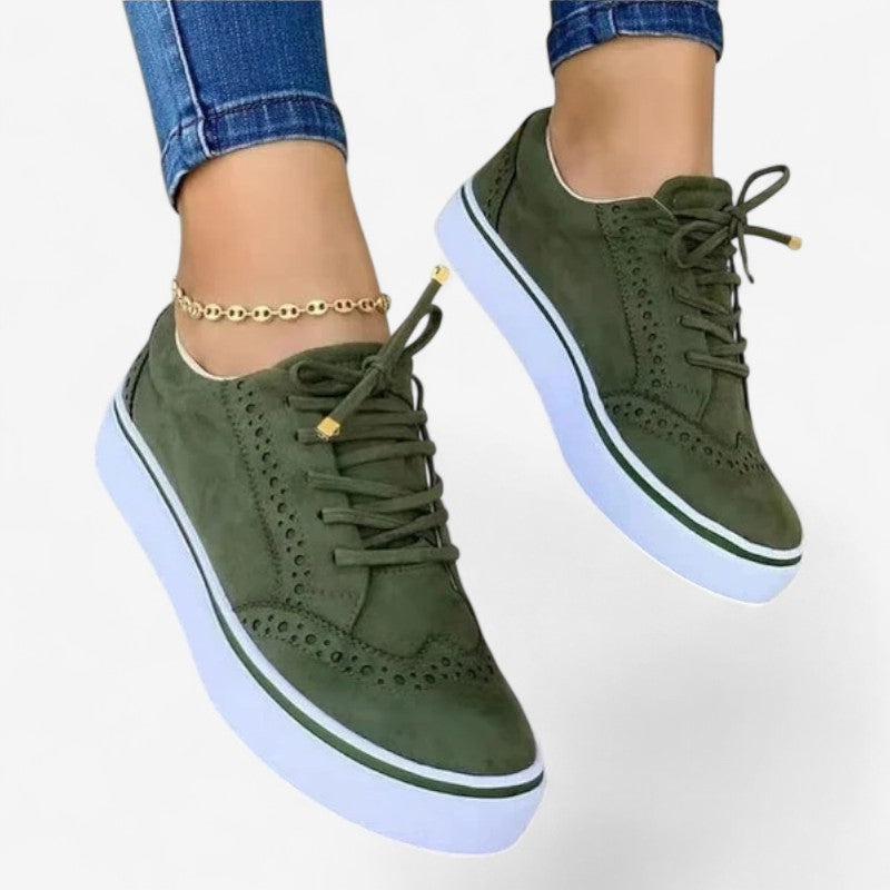 Baskets Confort Plates avec Lacets et Bout Arrondi