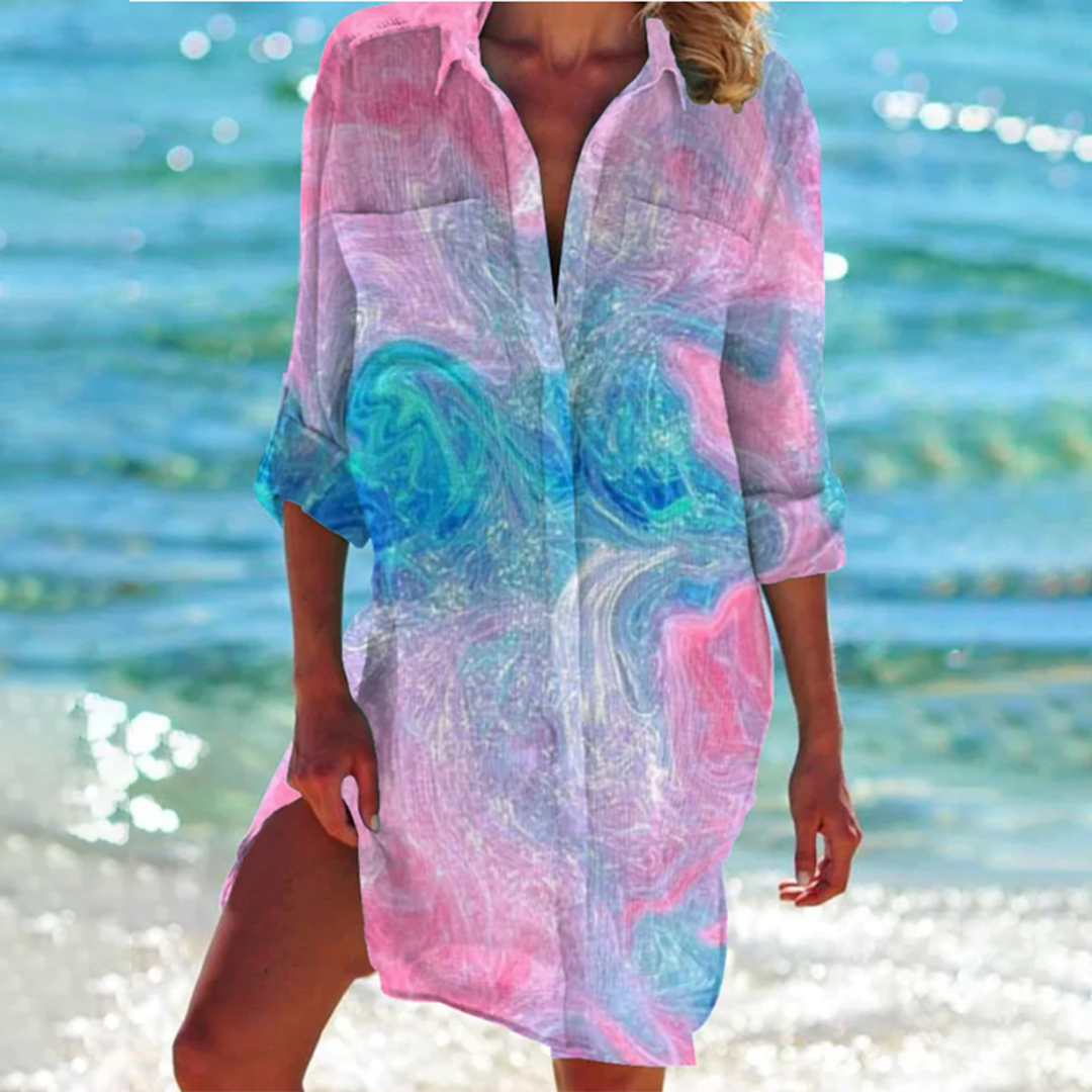 Sophie™ – Robe Chemise Femme Élégante Confortable en Coton et Lin