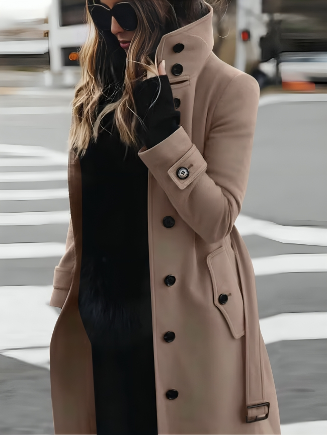 Manteau Femme Élégant Boutons Gris Charbon