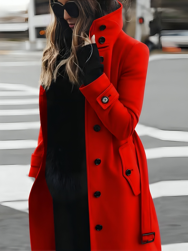 Manteau Femme Élégant Boutons Gris Charbon