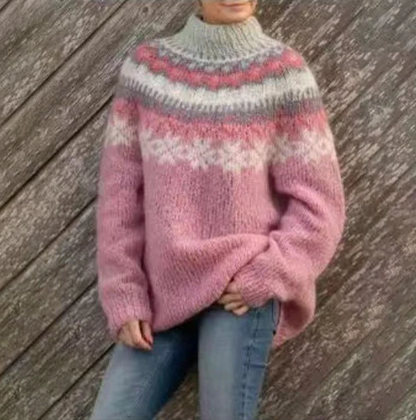 Pull Femme Hiver Laine marine à Carreaux