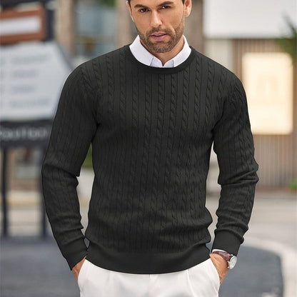 Pull à torsades Noir Homme Stylish - LuxeStyle