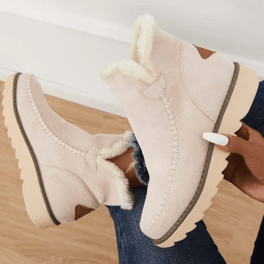 Bottes femme en cuir velours chaud hivernal - LuxeStyle