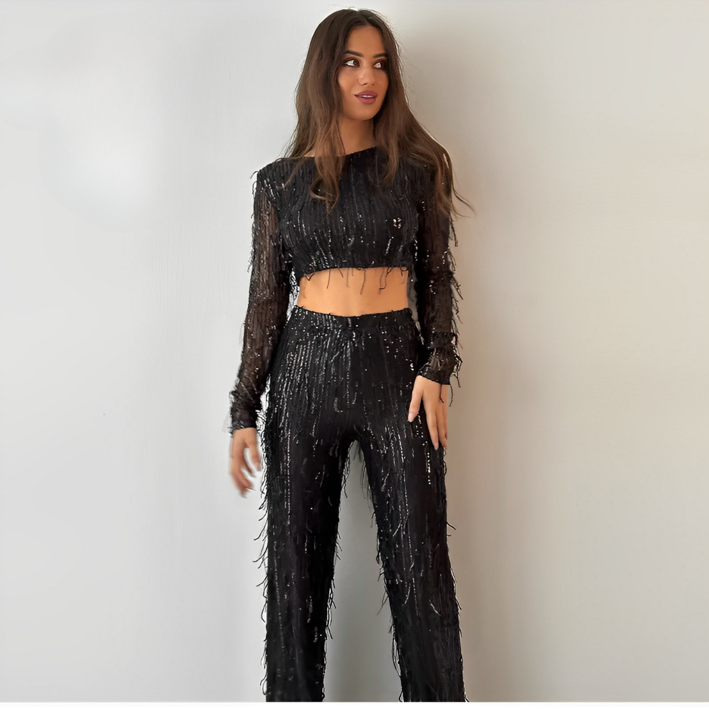 Tenue Éclatante à Paillettes Court et Slim - LuxeStyle