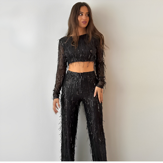 Tenue Éclatante à Paillettes Court et Slim - LuxeStyle