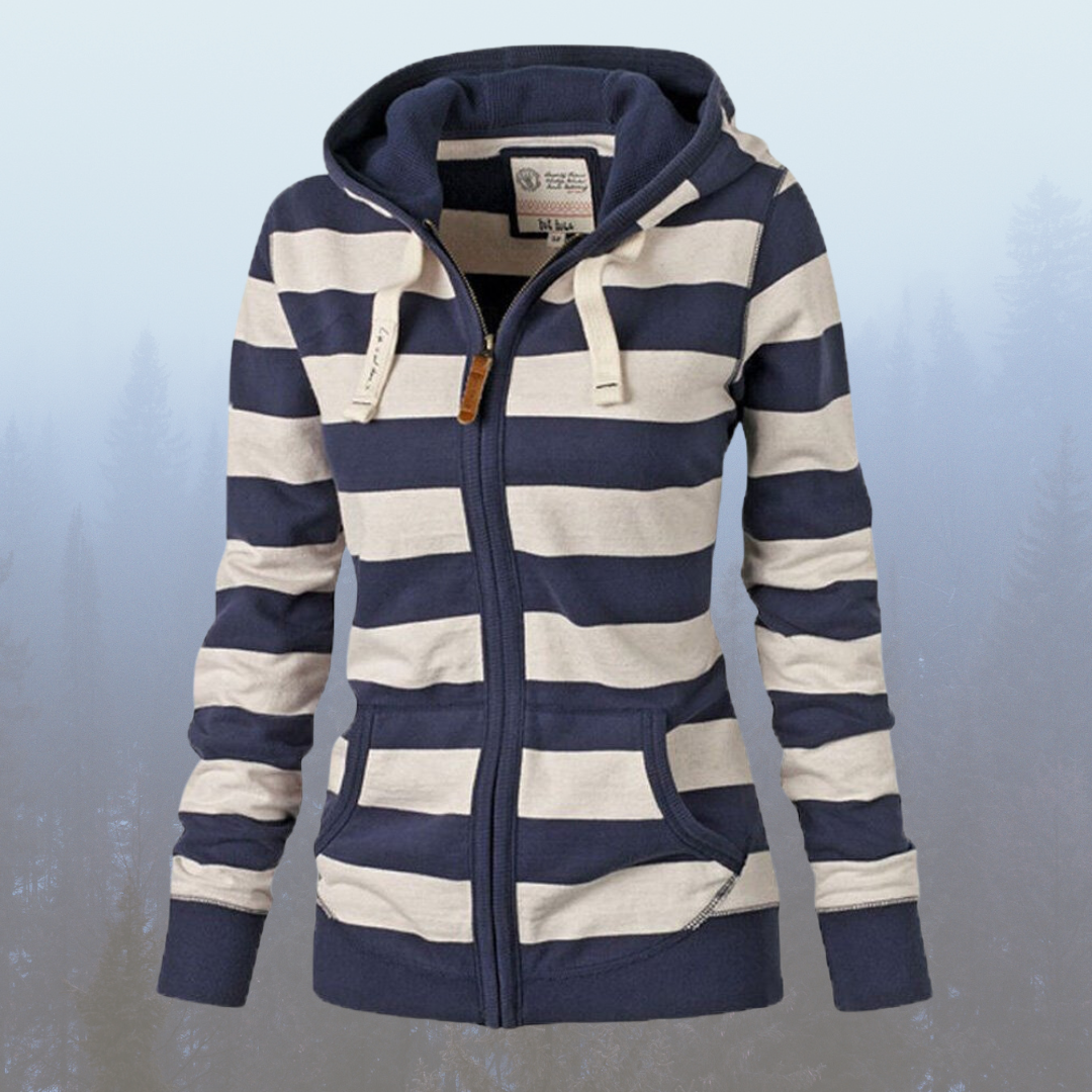 Sweat à capuche rayé confort avec poches