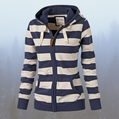 Sweat à capuche rayé confort avec poches