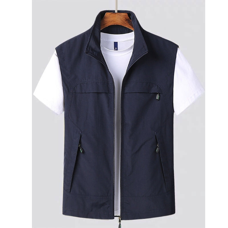 Gilet Homme Navy Style Sport avec Poches Fermeture Éclair - LuxeStyle