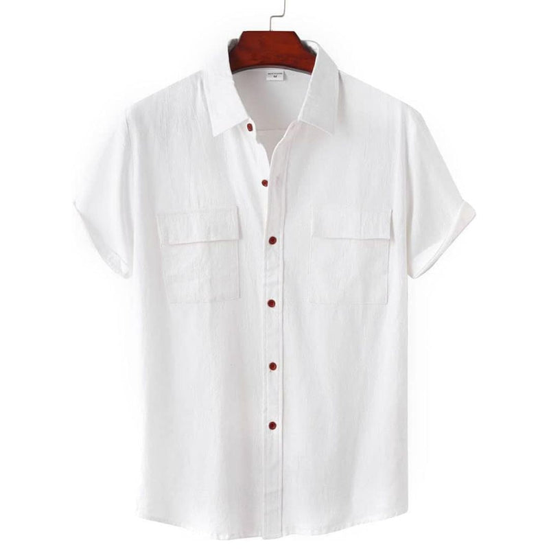 Chemise Casual Relaxe avec Poches et Manches Courtes