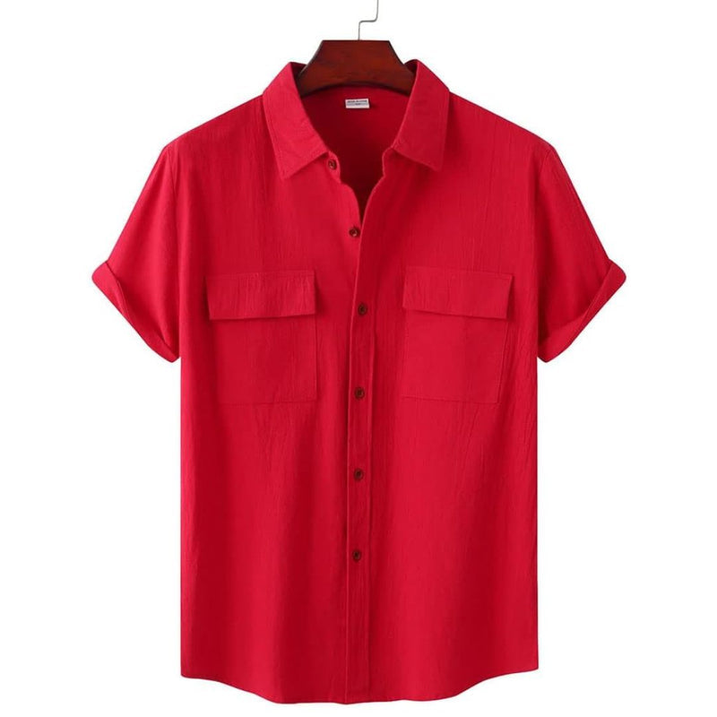 Chemise Casual Relaxe avec Poches et Manches Courtes
