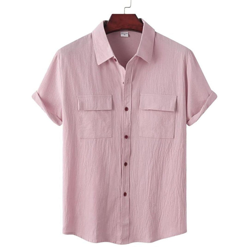 Chemise Casual Relaxe avec Poches et Manches Courtes