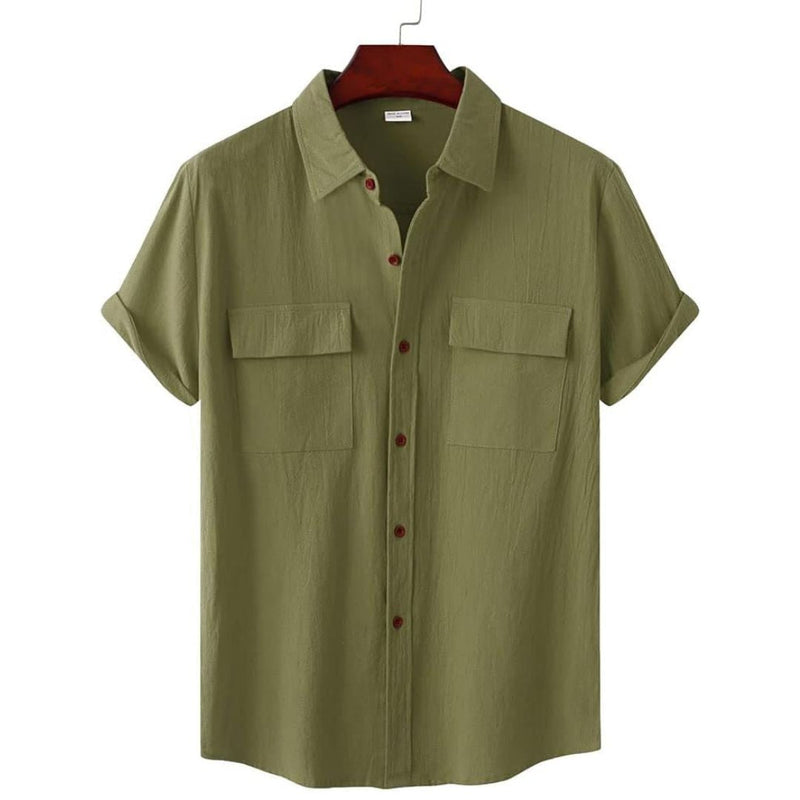 Chemise Casual Relaxe avec Poches et Manches Courtes