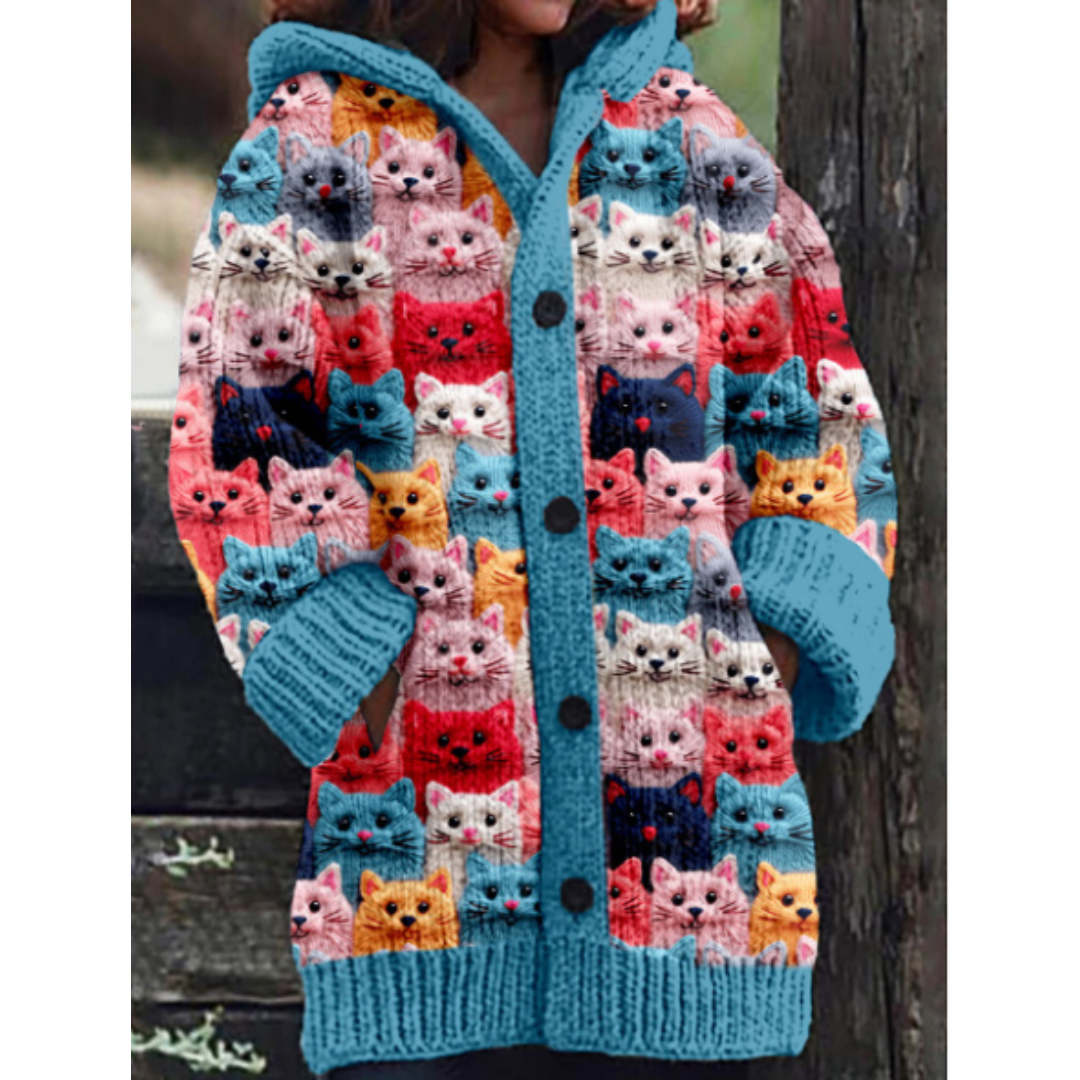 Cardigan Coloré Chat Mignon - Doux et Fantaisiste - LuxeStyle