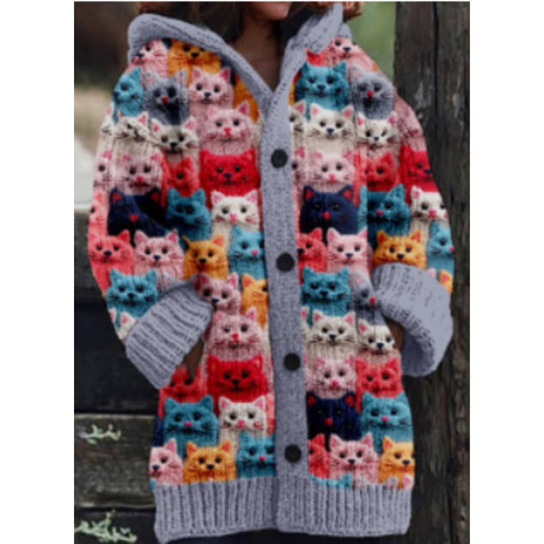 Cardigan Coloré Chat Mignon - Doux et Fantaisiste