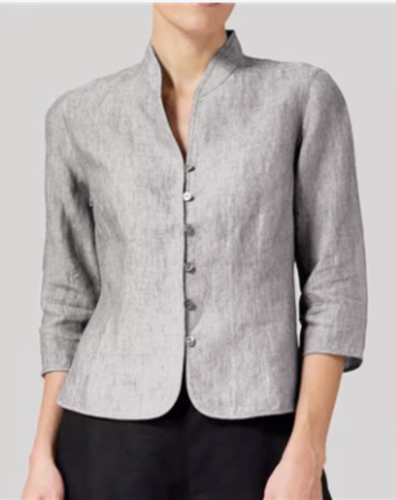 Veste Féminine Cendrée Col Mandarin - LuxeStyle