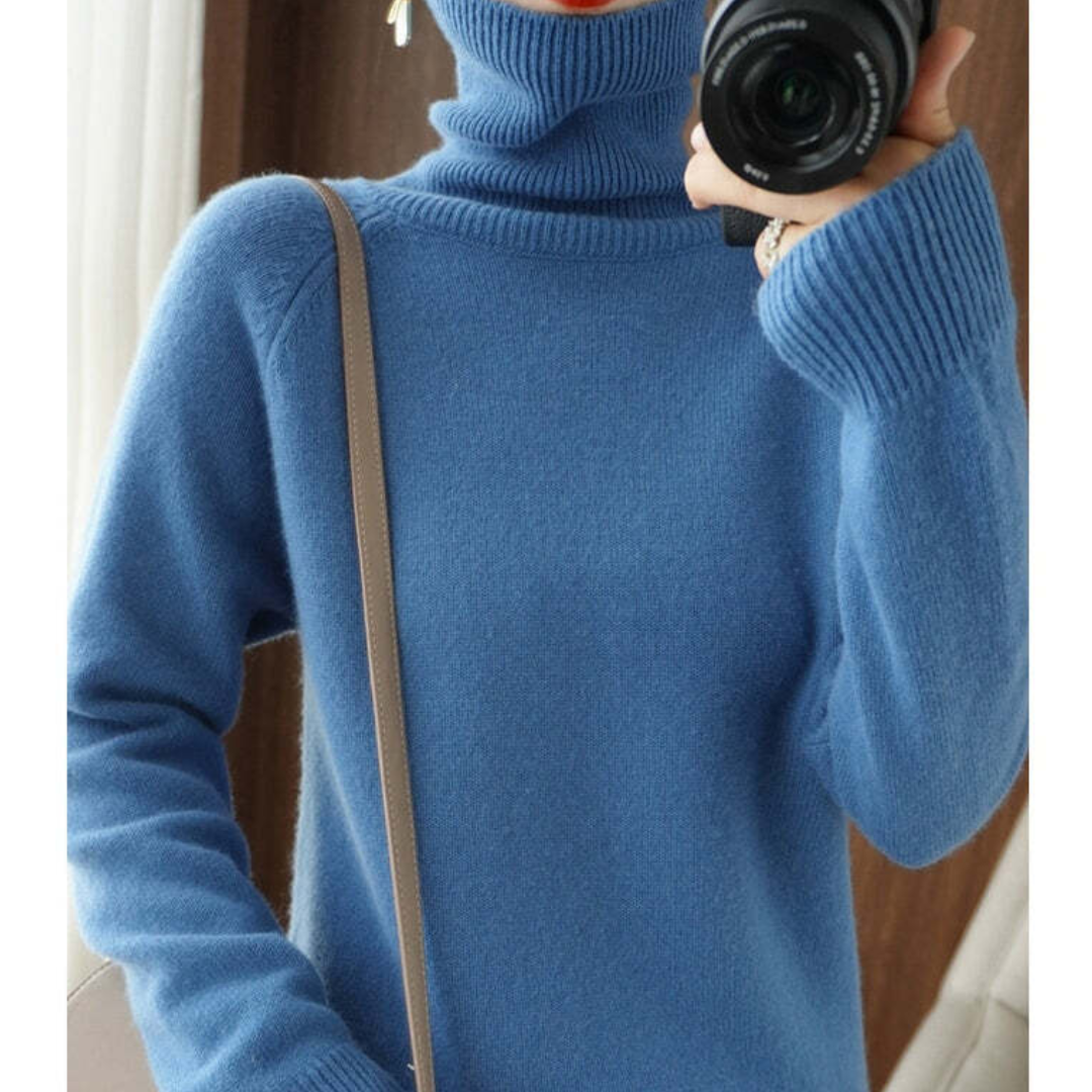 Pull Femme Laine Douce Col Roulé Pastel