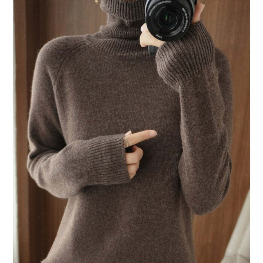 Pull Femme Laine Douce Col Roulé Pastel