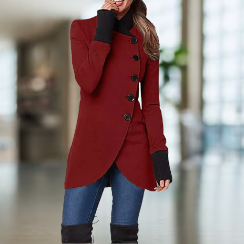 Manteau Femme Marine Élégant à Manches Longues