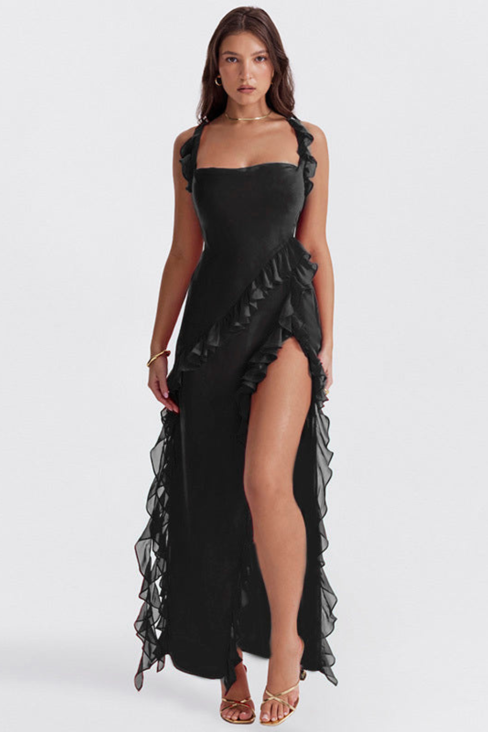 Robe élégante rouge à fleurs pour femme