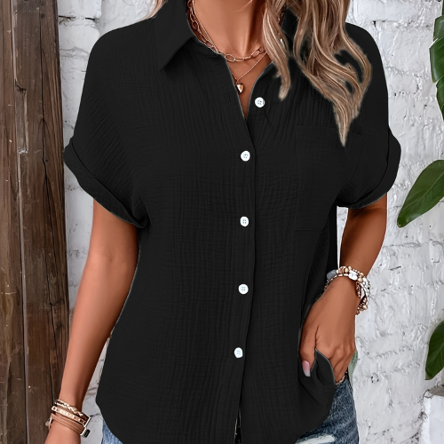 Chemise Décontractée Manches Courtes Poche Côte - LuxeStyle