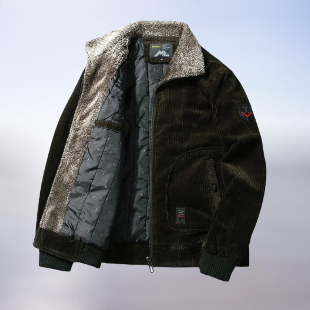 Veste Velours Brun Doublée Fourrure Synthétique