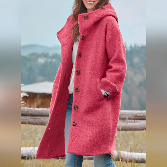 Manteau femme hiver doux rose vichy - LuxeStyle