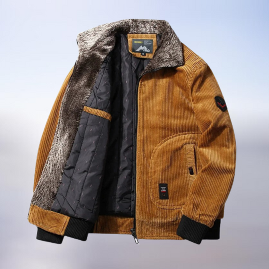 Veste Velours Brun Doublée Fourrure Synthétique - LuxeStyle