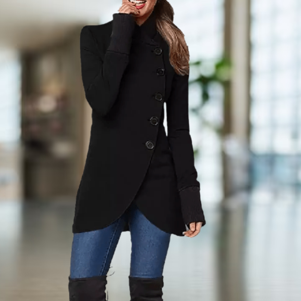 Manteau Femme Marine Élégant à Manches Longues