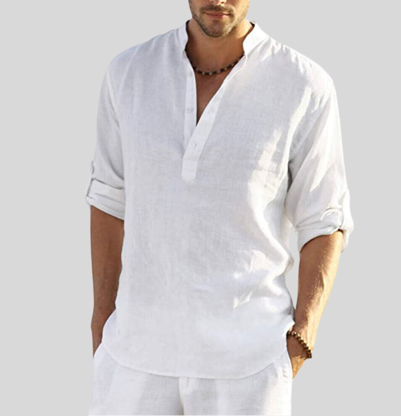 Chemise Homme Lin Frais Manches Longues - LuxeStyle