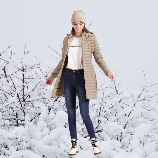 Manteau épais doux femme hivernal beige capuchon - LuxeStyle