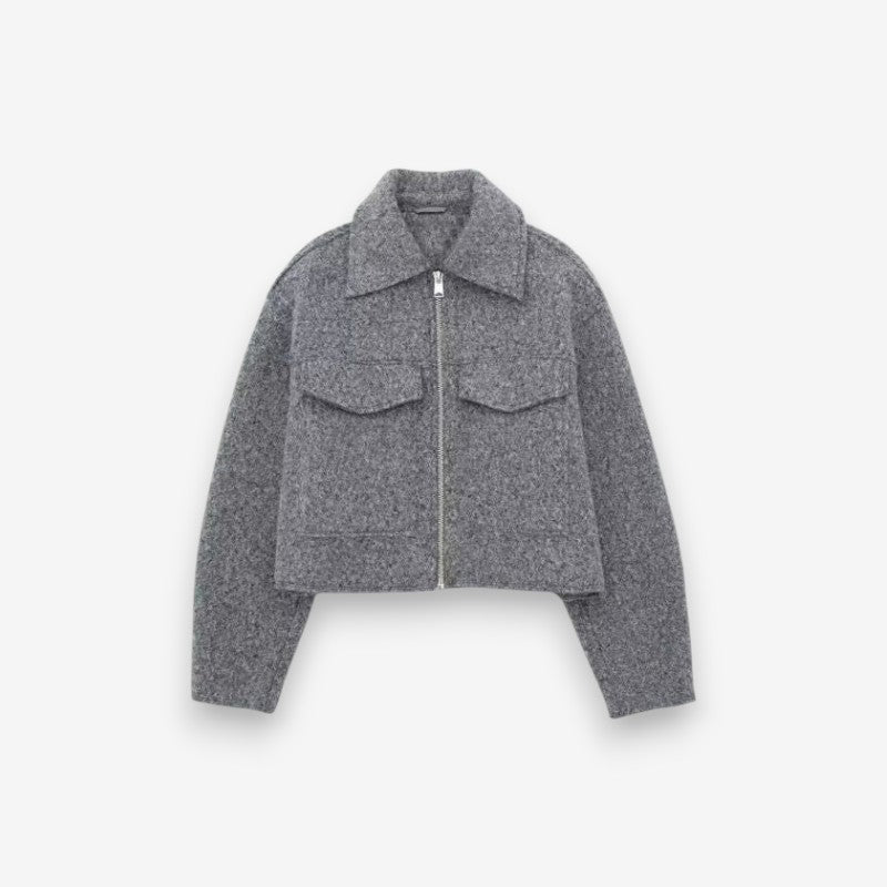 Veste zippée élégante à manches longues poche avant - LuxeStyle