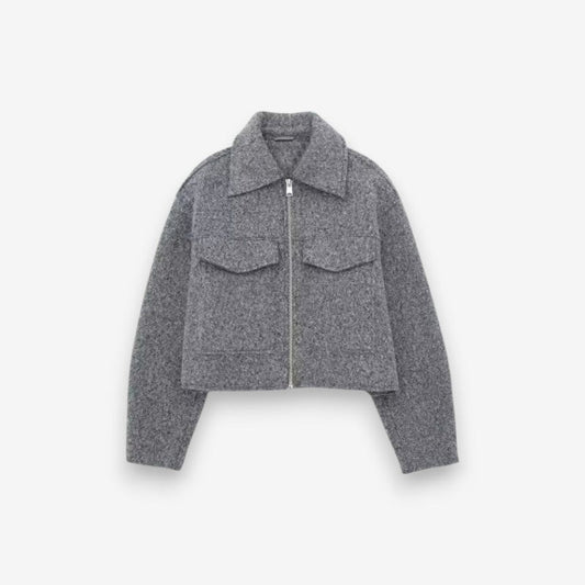 Veste zippée élégante à manches longues poche avant - LuxeStyle
