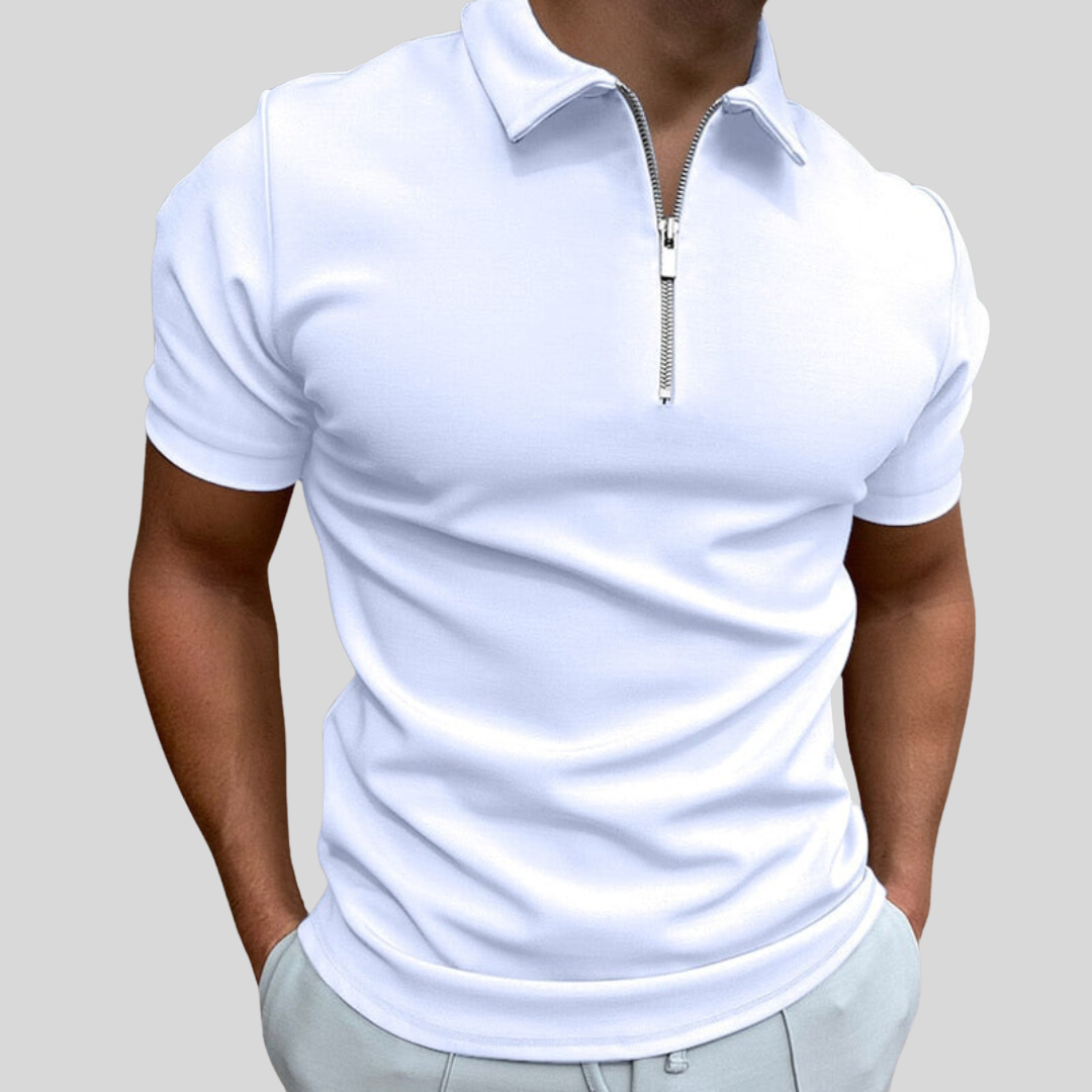 Polo Homme Classique Manches Courtes Blanc Élégant
