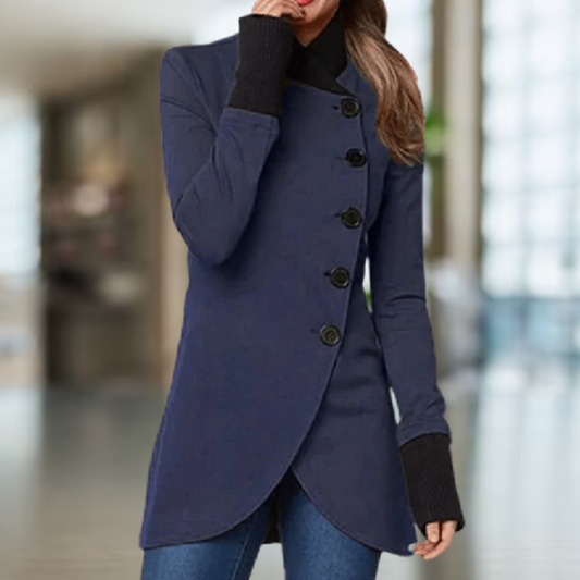 Manteau Femme Marine Élégant à Manches Longues - LuxeStyle