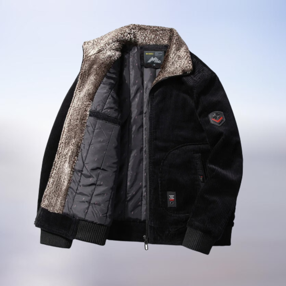 Veste Velours Brun Doublée Fourrure Synthétique