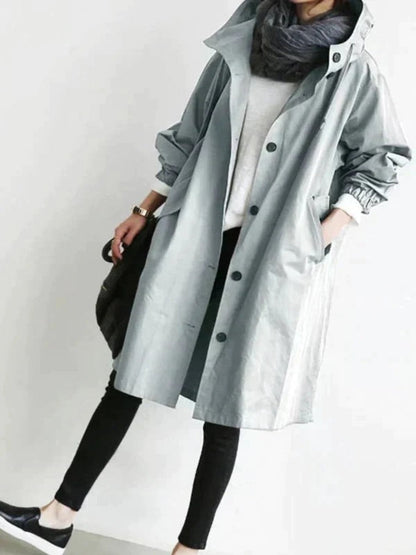 Trench-coat Pour Femmes Avec Capuche Réglable