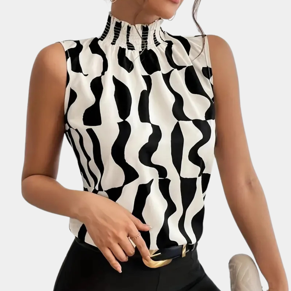 Top femme zébré chic sans manches