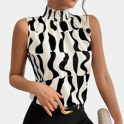 Top femme zébré chic sans manches