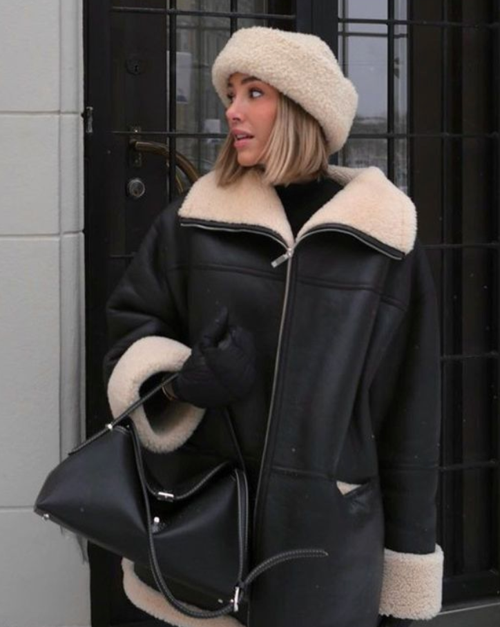 Manteau Femme Hiver Élégant en Fausse Fourrure - Oversize Douillet avec Col en Fourrure Artificielle