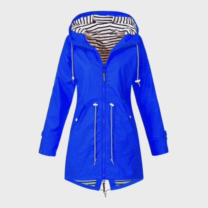 Veste De Pluie Mi-longue À Capuche Pour Femme | Taille Ajustable