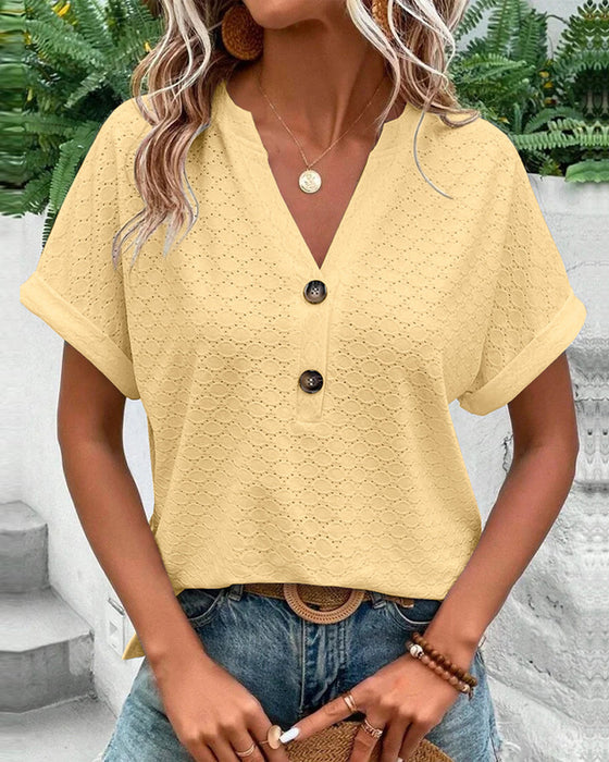 Blouse Féminine Noir Élégante à Manches Courtes