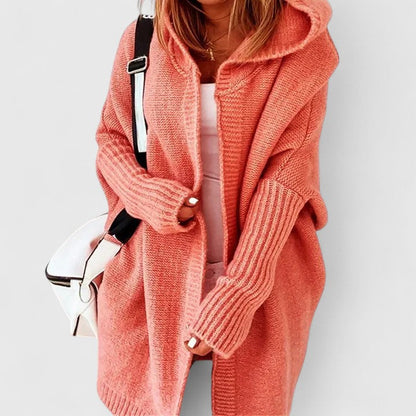 Gilet Femme Douillet à Capuche - Cardigan Long et Confortable
