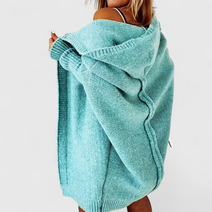 Gilet Femme Douillet à Capuche - Cardigan Long et Confortable