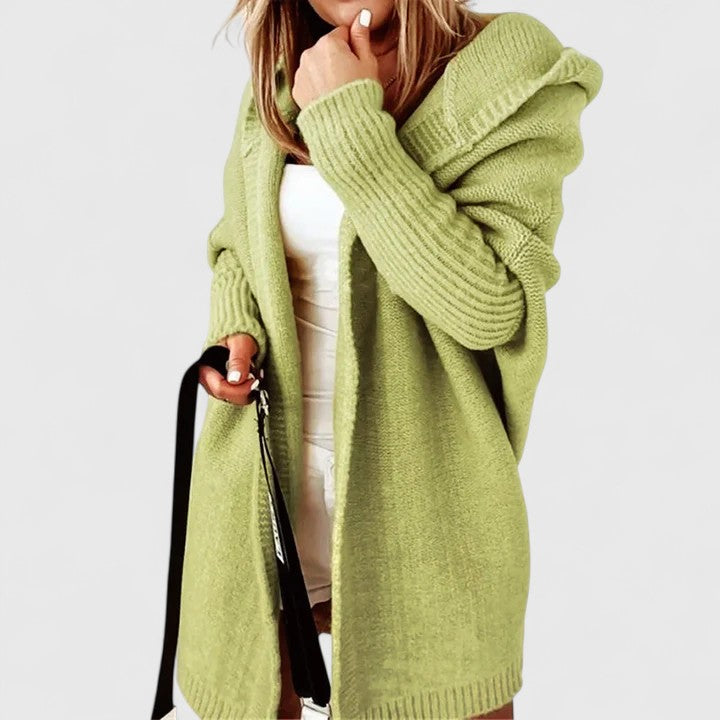Gilet Femme Douillet à Capuche - Cardigan Long et Confortable