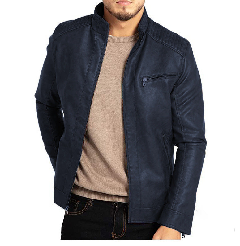 Veste Cuir Homme Élégant - Blouson En Cuir Robuste au Style Rétro